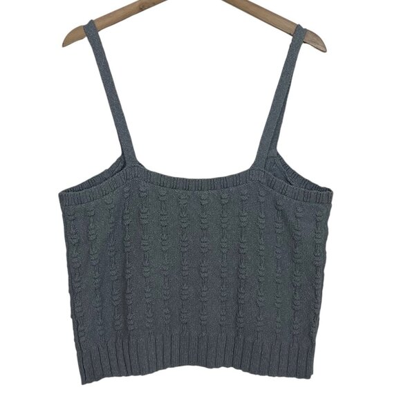 WEEKEND Los Angeles Cable Knit Crop Tank Top Size XL Gray Sweater Vest Layering - Picture 3 of 8